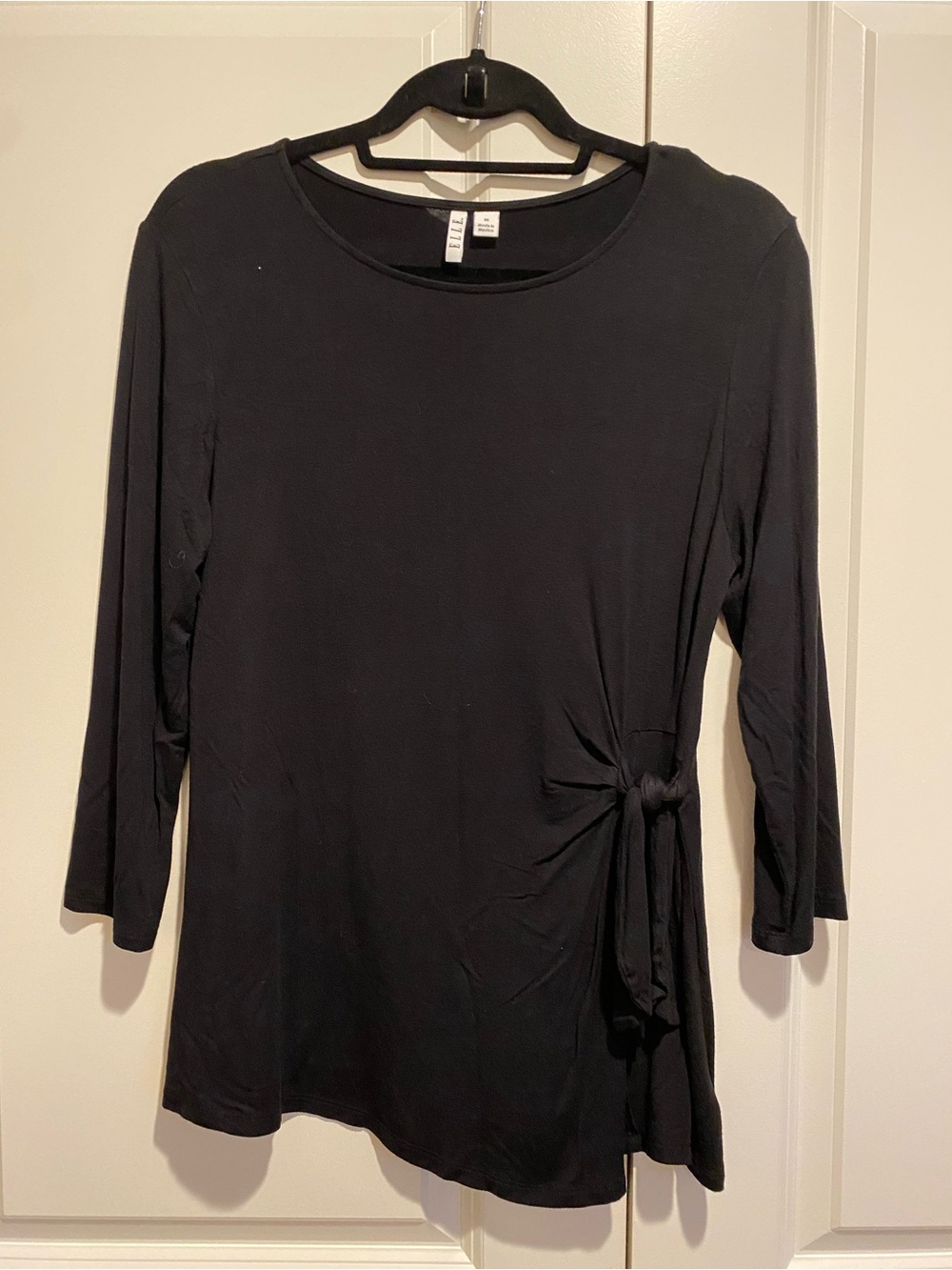 Elle Black Long Sleeve Side-Tie Top
